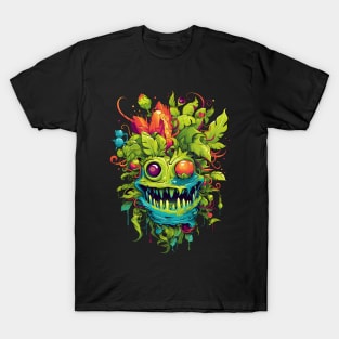 Colorful acid plant monster funny horror T-Shirt